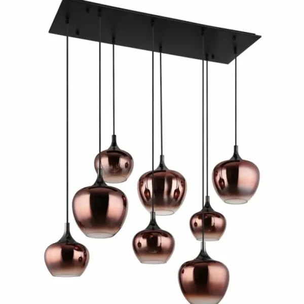 Luminaires Globo Lighting Maxy Suspension Chrome, Noir, 8 lumières* Lampes En Verre