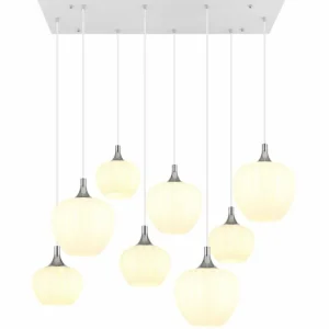 Luminaires Globo Lighting Maxy Suspension Chrome, Blanc, 8 lumières* Lampes En Verre