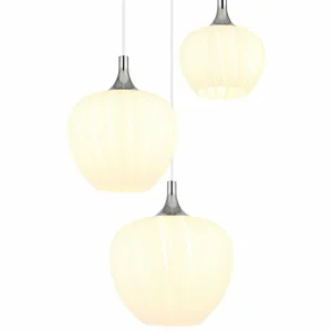 Luminaires Globo Lighting Maxy Suspension Chrome, Blanc, 3 lumières* Lampes En Verre