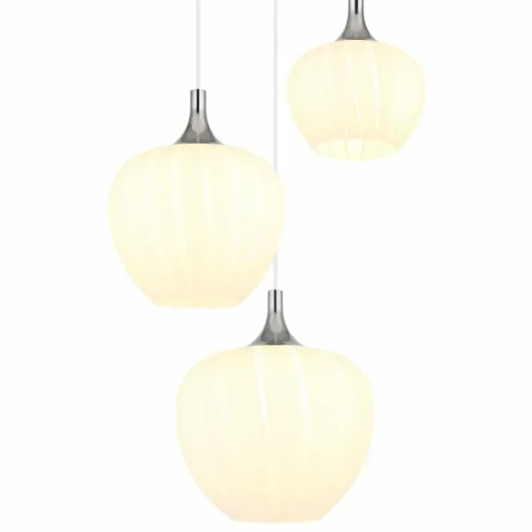 Luminaires Globo Lighting Maxy Suspension Chrome, Blanc, 3 lumières* Lampes En Verre