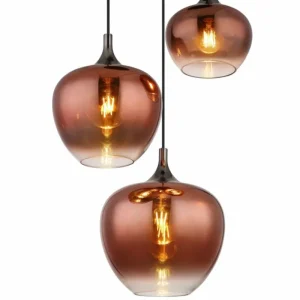 Luminaires Globo Lighting Maxy Suspension Chrome, Noir, 3 lumières* Lampes En Verre