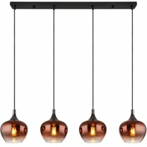 Luminaires Globo Lighting Maxy Suspension Chrome, Noir, 4 lumières* Lampes En Verre