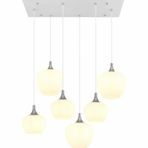 Luminaires Globo Lighting Maxy Suspension Chrome, Blanc, 6 lumières* Lampes En Verre