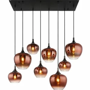 Luminaires Globo Lighting Maxy Suspension Chrome, Noir, 8 lumières* Lampes En Verre