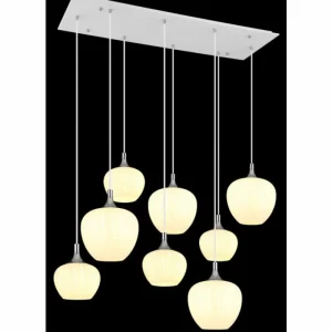 Luminaires Globo Lighting Maxy Suspension Chrome, Blanc, 8 lumières* Lampes En Verre