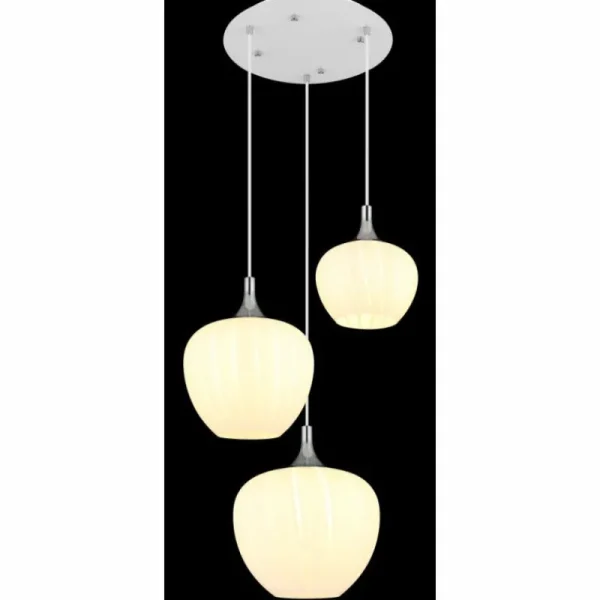 Luminaires Globo Lighting Maxy Suspension Chrome, Blanc, 3 lumières* Lampes En Verre