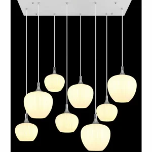 Luminaires Globo Lighting Maxy Suspension Chrome, Blanc, 8 lumières* Lampes En Verre