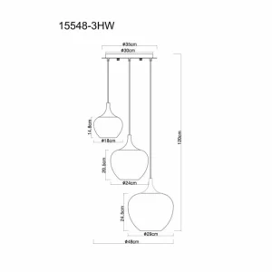 Luminaires Globo Lighting Maxy Suspension Chrome, Blanc, 3 lumières* Lampes En Verre