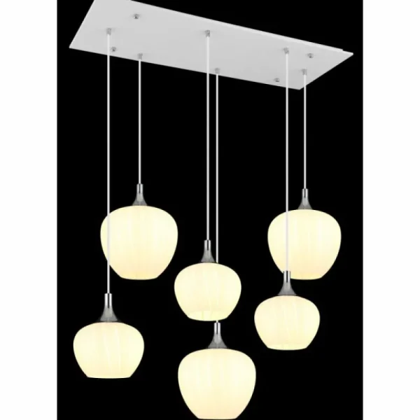 Luminaires Globo Lighting Maxy Suspension Chrome, Blanc, 6 lumières* Lampes En Verre