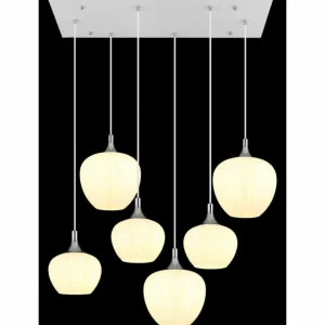 Luminaires Globo Lighting Maxy Suspension Chrome, Blanc, 6 lumières* Lampes En Verre