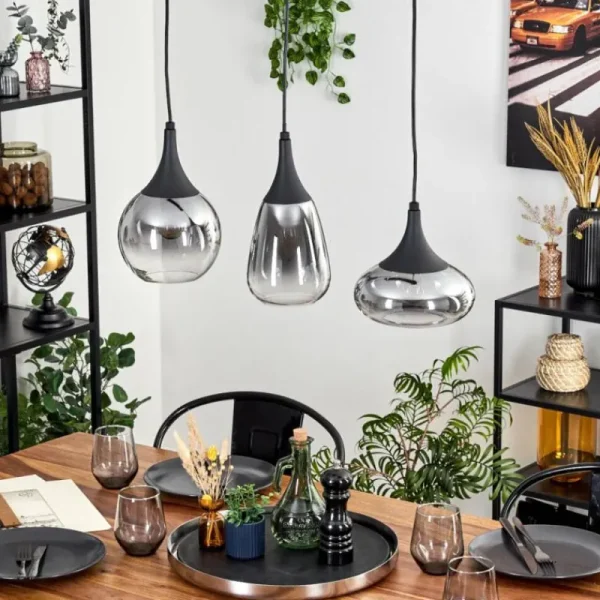 hofstein Maynal Suspension, Boule lumineuse, Suspension Clair, Fumé, 3 lumières* Lampes Modernes