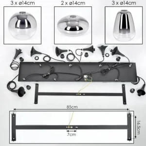 hofstein Maynal Suspension, Boule lumineuse, Suspension Clair, Fumé, 8 lumières* Lampes Modernes