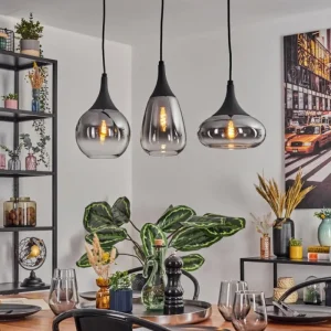 hofstein Maynal Suspension, Boule lumineuse, Suspension Clair, Fumé, 3 lumières* Lampes Modernes