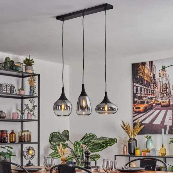 hofstein Maynal Suspension, Boule lumineuse, Suspension Clair, Fumé, 3 lumières* Lampes Modernes