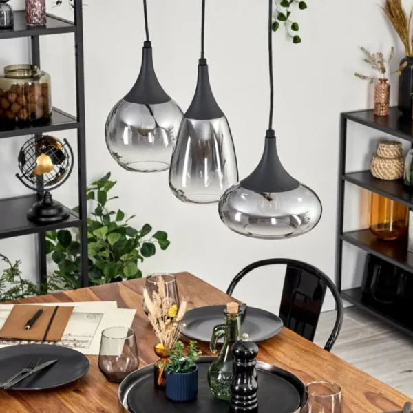 hofstein Maynal Suspension, Boule lumineuse, Suspension Clair, Fumé, 3 lumières* Lampes Modernes