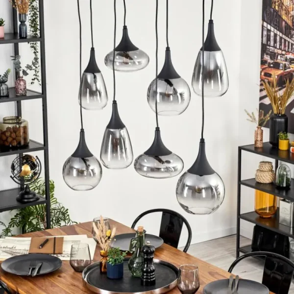 hofstein Maynal Suspension, Boule lumineuse, Suspension Clair, Fumé, 8 lumières* Lampes Modernes