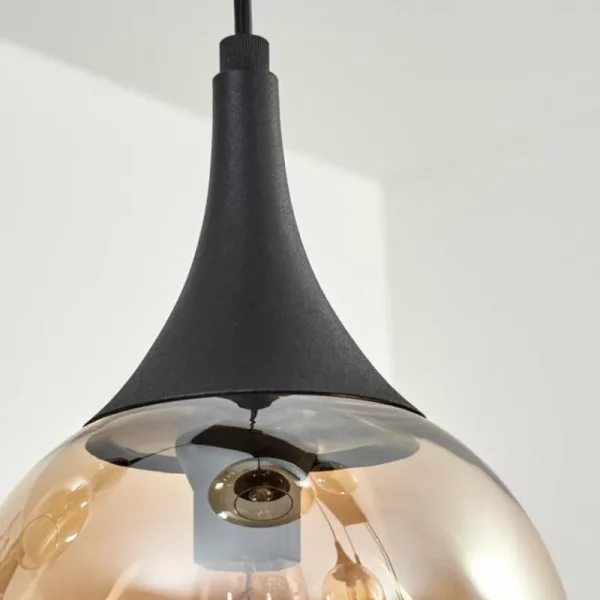 hofstein Maynal Suspension Noir, 8 lumières* Lampes En Verre
