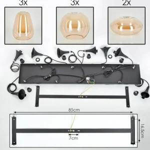 hofstein Maynal Suspension Noir, 8 lumières* Lampes En Verre