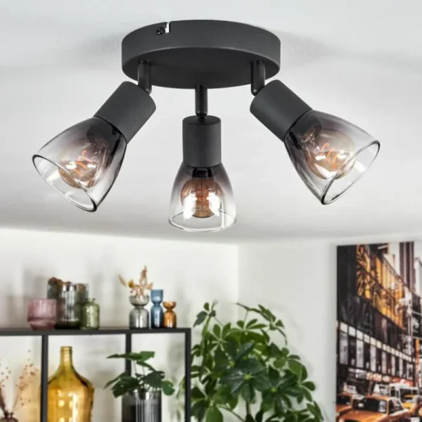 hofstein Medelim Plafonnier Clair, Fumé, 3 lumières* Lampes Modernes