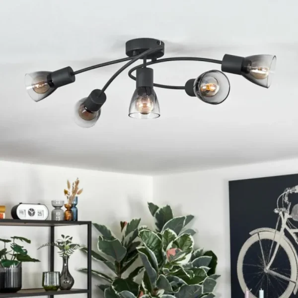 hofstein Medelim Plafonnier Clair, Fumé, 5 lumières* Lampes Modernes