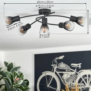hofstein Medelim Plafonnier Clair, Fumé, 5 lumières* Lampes Modernes
