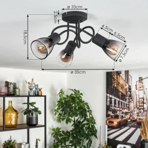 hofstein Medelim Plafonnier Clair, Fumé, 3 lumières* Lampes Modernes
