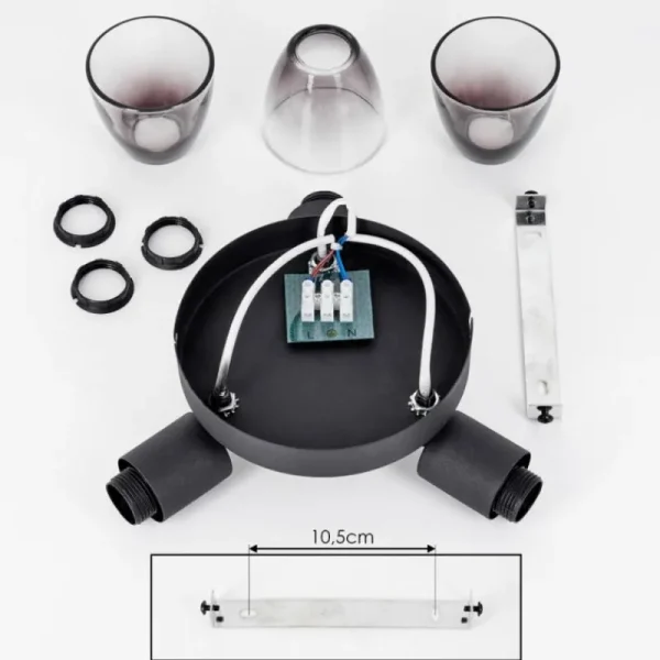 hofstein Medelim Plafonnier Clair, Fumé, 3 lumières* Lampes Modernes