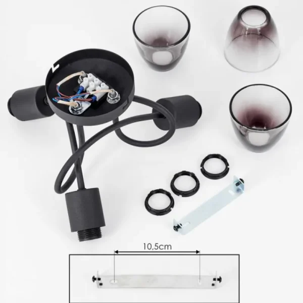 hofstein Medelim Plafonnier Clair, Fumé, 3 lumières* Lampes Modernes