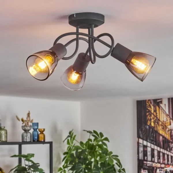 hofstein Medelim Plafonnier Clair, Fumé, 3 lumières* Lampes Modernes