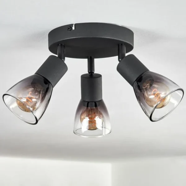 hofstein Medelim Plafonnier Clair, Fumé, 3 lumières* Lampes Modernes