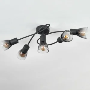 hofstein Medelim Plafonnier Clair, Fumé, 5 lumières* Lampes Modernes