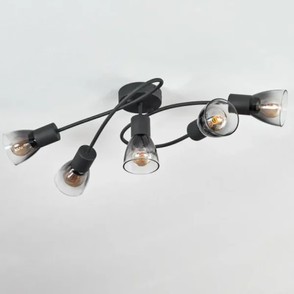 hofstein Medelim Plafonnier Clair, Fumé, 5 lumières* Lampes Modernes