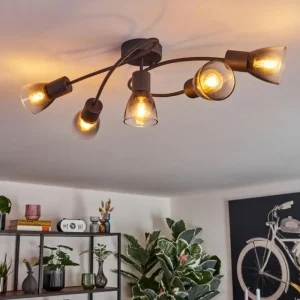 hofstein Medelim Plafonnier Clair, Fumé, 5 lumières* Lampes Modernes