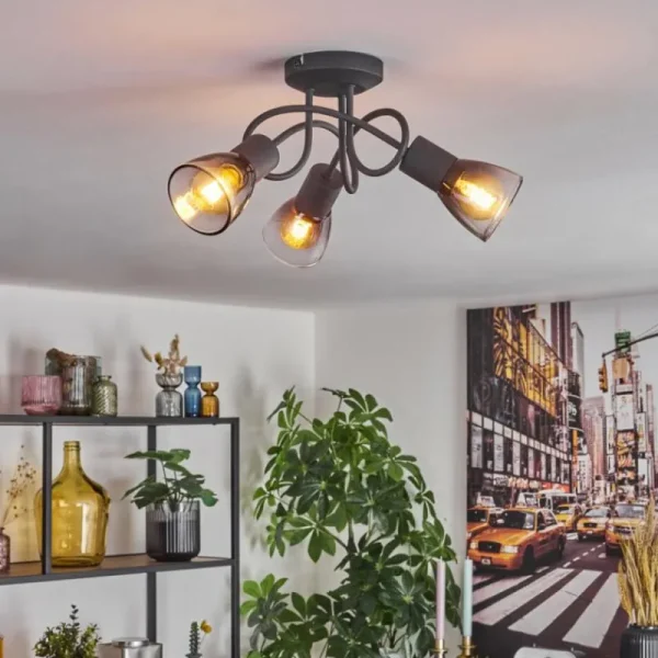 hofstein Medelim Plafonnier Clair, Fumé, 3 lumières* Lampes Modernes