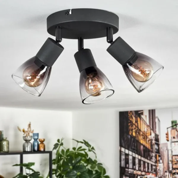 hofstein Medelim Plafonnier Clair, Fumé, 3 lumières* Lampes Modernes