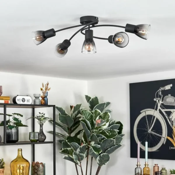 hofstein Medelim Plafonnier Clair, Fumé, 5 lumières* Lampes Modernes