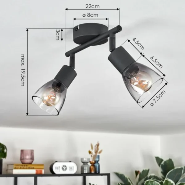 hofstein Medelim Plafonnier Noir, 2 lumières* Lampes Modernes
