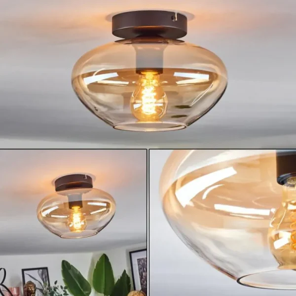 hofstein Mertola Plafonnier Ambre, Clair, 1 lumière* Lampes En Verre