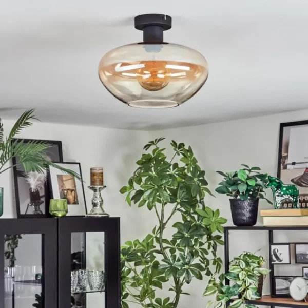 hofstein Mertola Plafonnier Ambre, Clair, 1 lumière* Lampes En Verre