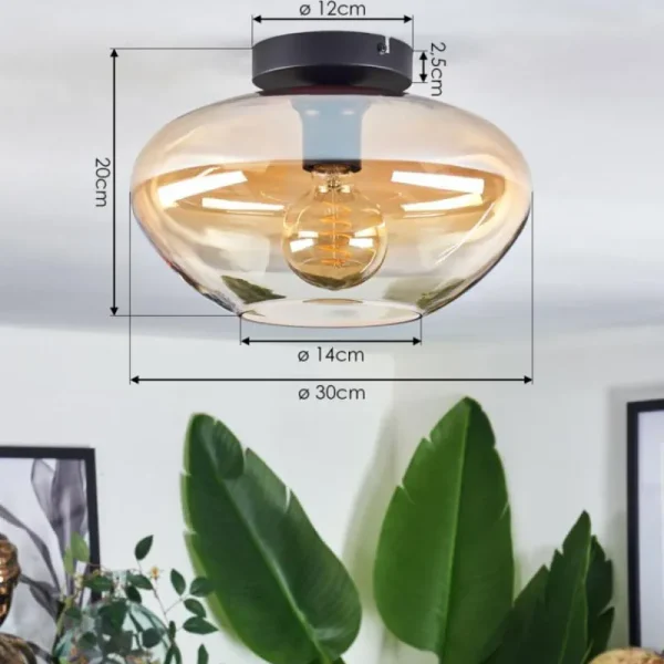 hofstein Mertola Plafonnier Ambre, Clair, 1 lumière* Lampes En Verre
