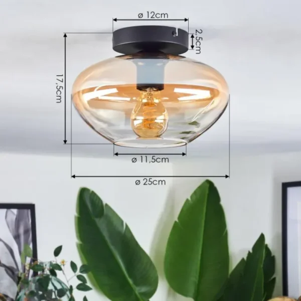 hofstein Mertola Plafonnier Ambre, Clair, 1 lumière* Lampes En Verre