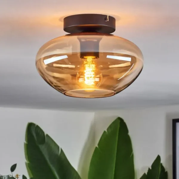 hofstein Mertola Plafonnier Ambre, 1 lumière* Lampes En Verre