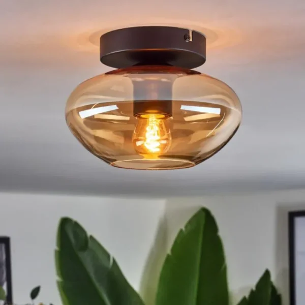 hofstein Mertola Plafonnier Ambre, 1 lumière* Lampes En Verre