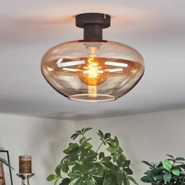 hofstein Mertola Plafonnier Ambre, Clair, 1 lumière* Lampes En Verre