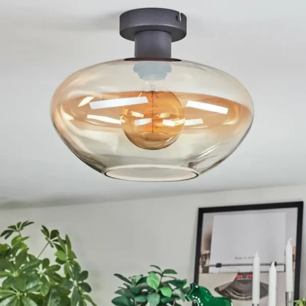 hofstein Mertola Plafonnier Ambre, Clair, 1 lumière* Lampes En Verre