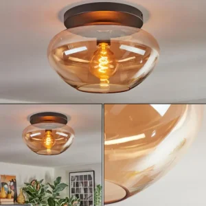 hofstein Mertola Plafonnier, Boule lumineuse Ambre, 1 lumière* Lampes En Verre