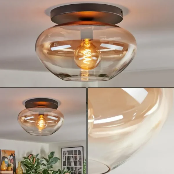 hofstein Mertola Plafonnier, Boule lumineuse Ambre, Clair, 1 lumière* Lampes En Verre