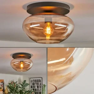 hofstein Mertola Plafonnier, Boule lumineuse Ambre, 1 lumière* Lampes En Verre