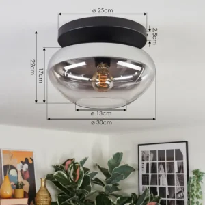 hofstein Mertola Plafonnier, Boule lumineuse Clair, Fumé, 1 lumière* Lampes Modernes