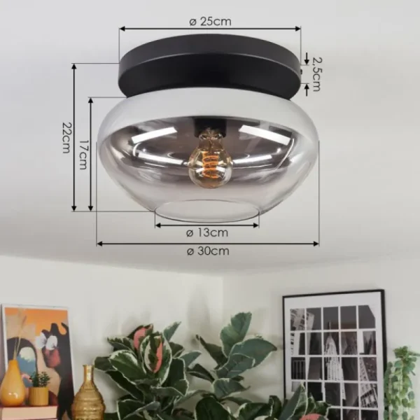 hofstein Mertola Plafonnier, Boule lumineuse Clair, Fumé, 1 lumière* Lampes Modernes
